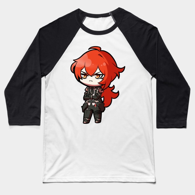 Chibi Diluc - Genshin Impact Baseball T-Shirt by MangaXai